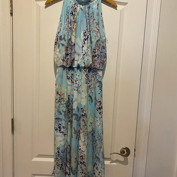 Adrianna Papell Floral Mock Neck
Midi Dress, Light Blue Multi, Size: 2 - Picture 3 of 15